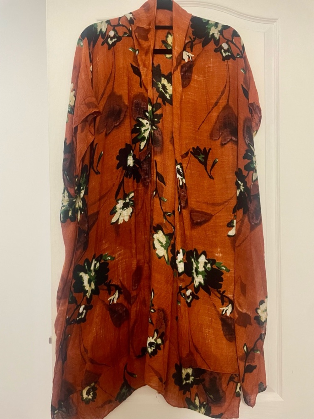 Source Unknown Rust Orange Floral Swim Coverup